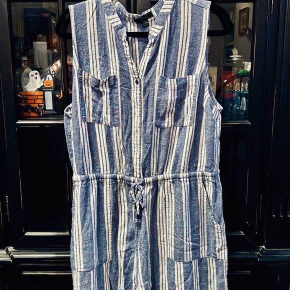 White & Blue Stripe Romper | Kelly Renee XXL - Picture 5 of 6